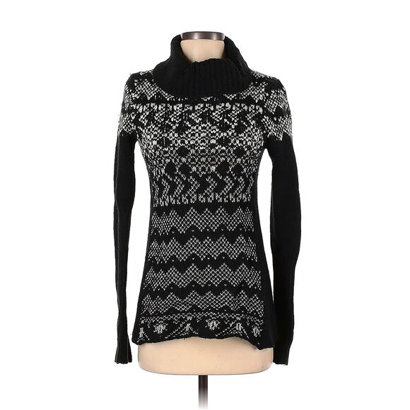 Free People Black White Turtle Neck LS Sweater XS - Picture 1 of 3